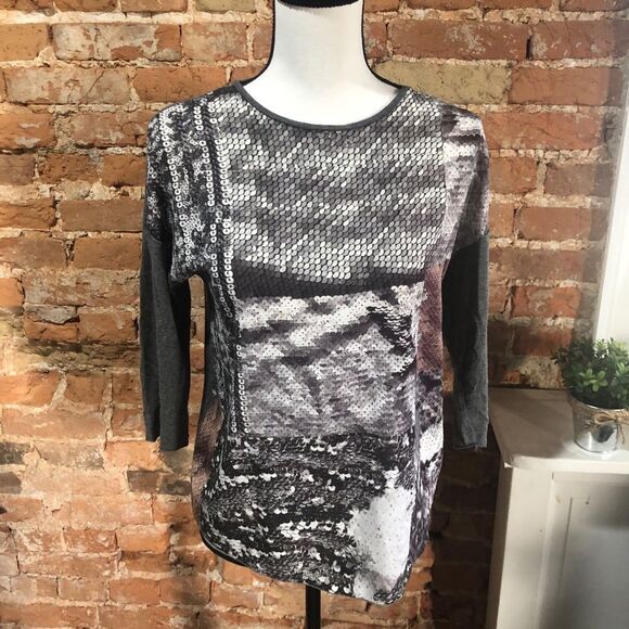 ZARA RAGLAN STYLE GRAPHIC PRINT TEE - S - Picture 1 of 8